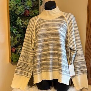 NWT Cyrus striped Mock Neck Sweater